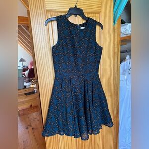 {Maison Jules} Teal and Brown Flower Patterned Dress